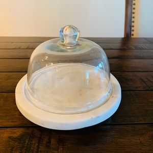 Cheese display dome cloche with marble base